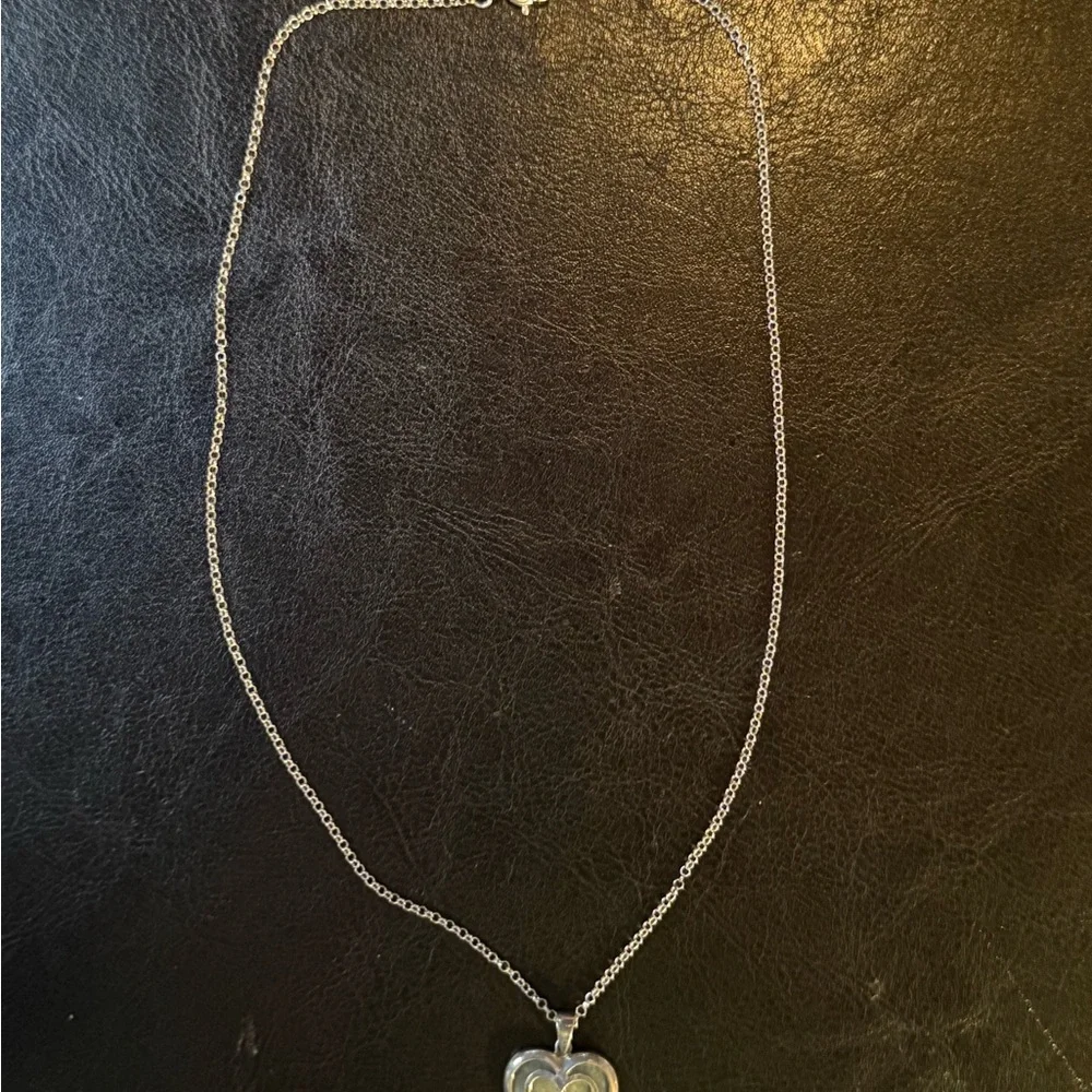 925 Silver Ireland Connemara Marble Heart and 925 Italian 17.75 inch necklace 5g - Picture 2 of 4